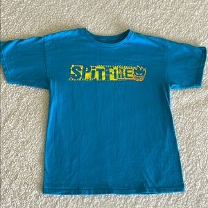 Spitfire Graphic Tee Teal/Blue and Yellow size Medium Mens